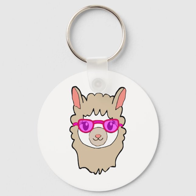 Llavero Llama Cuta Con Dibujo De Gafas (Anverso)