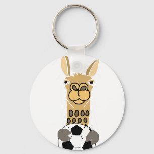 Llavero Llama divertida con arte del balón de fútbol