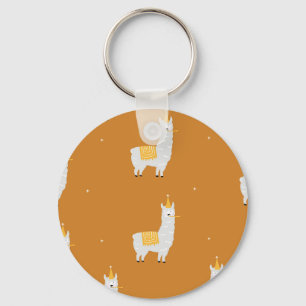 Llavero Llama, fondo naranja: patrón de cumpleaños.