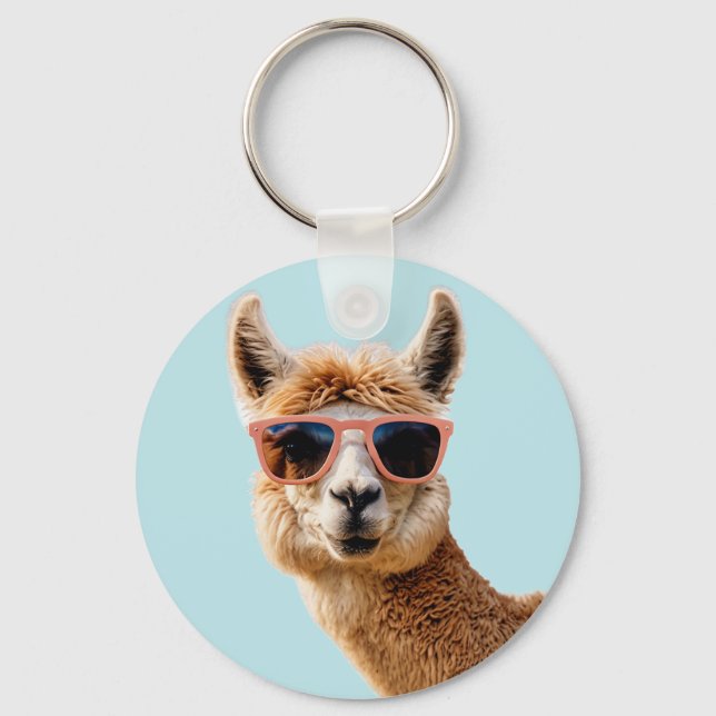 Llavero Llama suave con gafas de sol encendidas (Anverso)