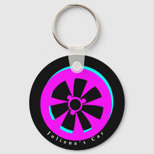 Llavero Llanta de Coche de Carreras Neon Rosa Negro