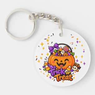 Llavero Llave Acrílica de Calabaza de Halloween 'Truco o T