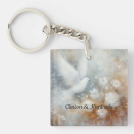 Llavero Llave Cadenita con Paloma de Boda Floral - Persona