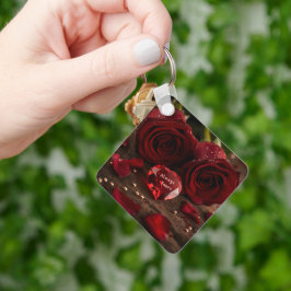 Llavero Llave Cadenita Corazón Romántico Rosa Roja Dulce