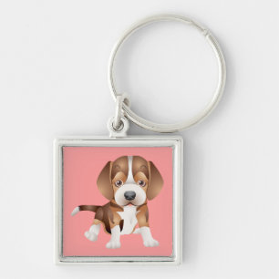 Llavero Llave Cadenita Perro Cachorro Beagle Rosa