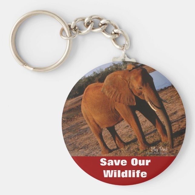 Llavero Llave Cadenita Rojo Grande Salva Nuestros Animales (Frente)