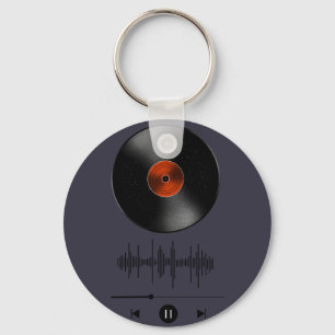 Llavero Llave Clásica de Onda de Sonido de Disco de Vinilo