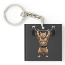 Llave Colgante Gato Naranja Musculoso Gimnasio