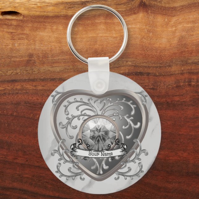 Llavero Llave corazón de hada joya plateada (Anverso)