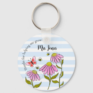 Llavero Llave Cute Bee & Flower Teacher   “Enseñar es