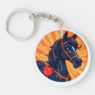 Llavero 🐎Llave de Accesorio de Caballo Negro de Dibujos A