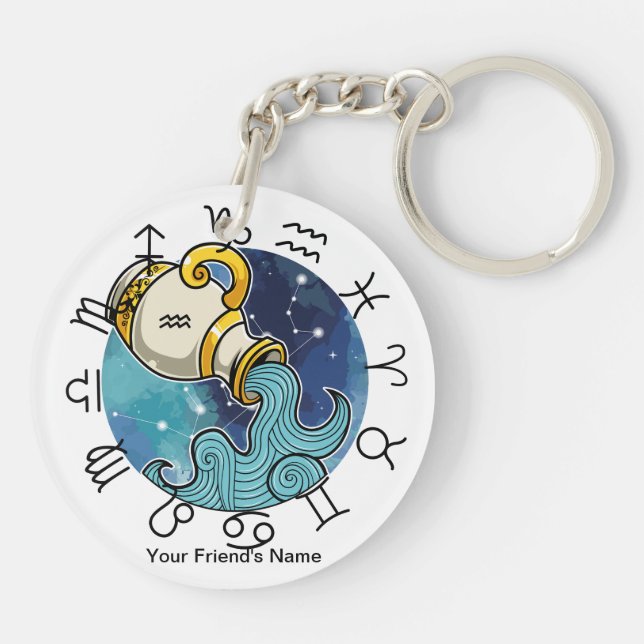 Llavero Llave de acrílico Libra - Acuario Zodiac  (Atrás)