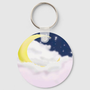 Llavero Llave de aluminio de luna creciente en nubes suave