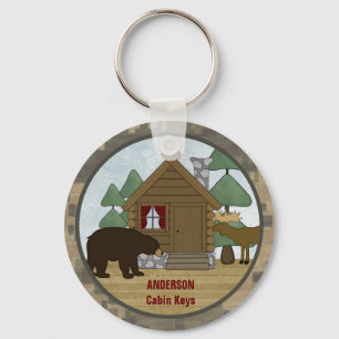Llavero Llave de cabaña rústica personalizado con oso y al