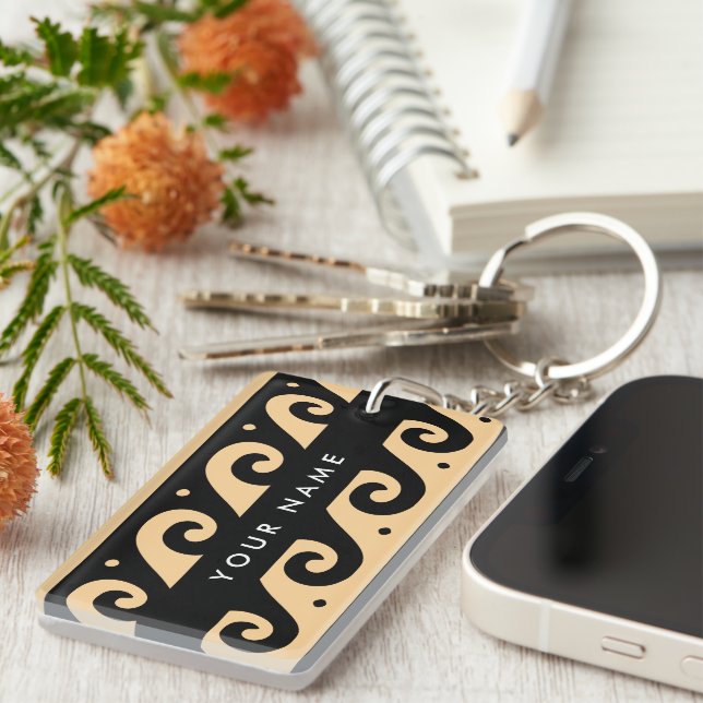 Llavero Llave de malandrina griega, llave de ola, marrón,  (Frente Derecha)