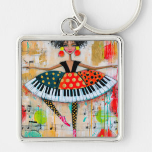 Llavero Llave de piano caprichosa Bailarina de música