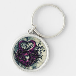Llavero Llave del corazón púrpura
