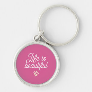 Llavero Llave estética de corazón rosa bonito Life Is Beau