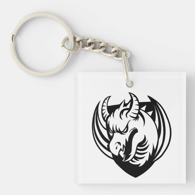 Llavero Llave Fantasía Dragón Negro (Frente)