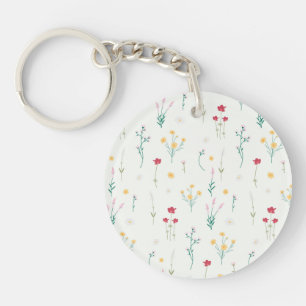 Llavero Llave Floral Acrílico Flor Botánica Primavera