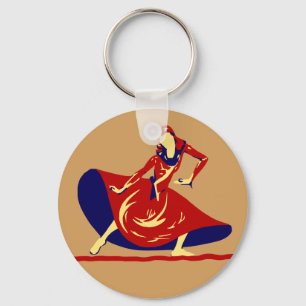 Llavero Llave Mujer Bailarina Con Vestido Rojo Largo Regal