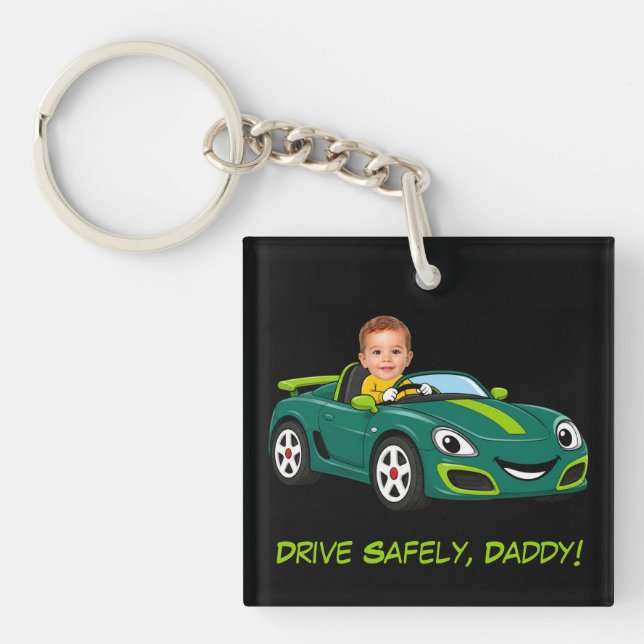 Llavero Llave Personalizada con Foto de Bebé Conduce Segur (Frente)