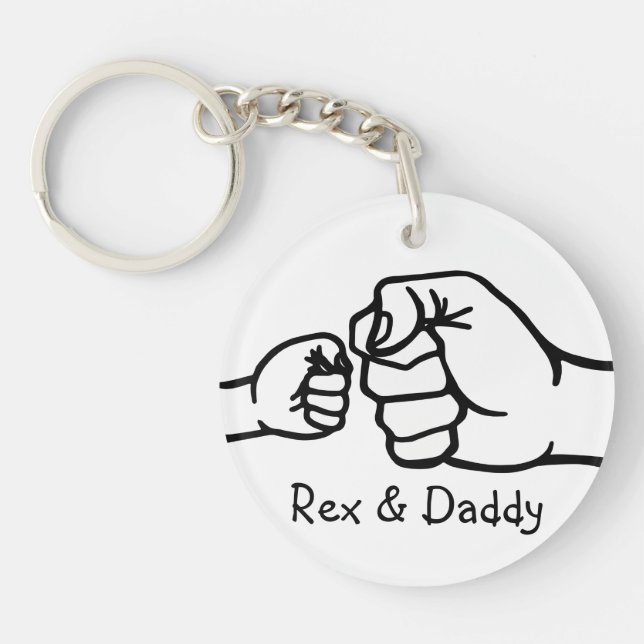 Llavero Llave personalizada Daddy & Me Fist Bump con nombr (Frente)
