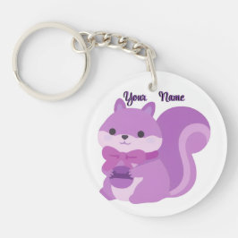 Llavero Llave personalizada de ardilla morada Kawaii 
