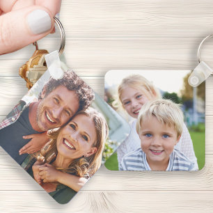 Llavero Llave personalizada de dos fotos familiares en amb