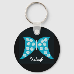 Llavero Llave personalizada Mariposa Azul sobre Negro