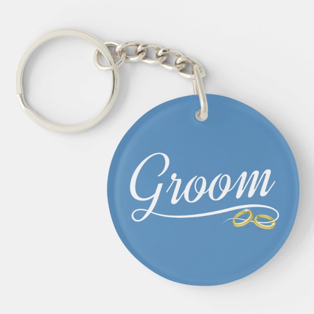 Llavero Llave Simple Groom Floral Boda Caligrafía | Llaver (Frente)