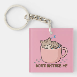 Llavero Llaveador de Gatito Dormido Adorable en Taza de Ca