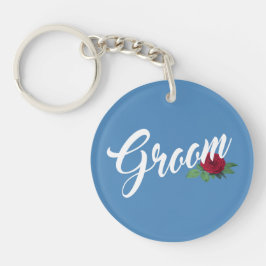 Llavero Llaveero de Caligrafía para Boda Floral de Novio S