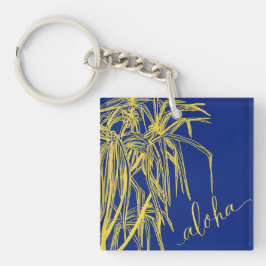 Llavero Llaveiro Amarillo Cuadrado Hau Tree Aloha Mini