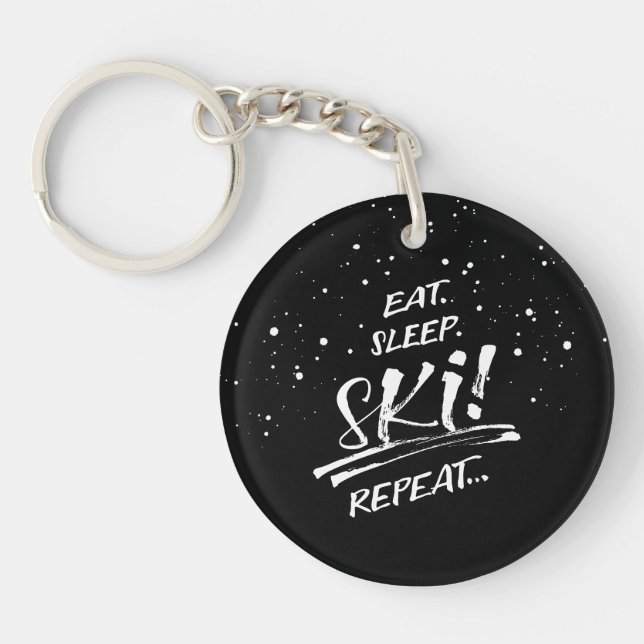 Llavero Llaveiro de acrílico Eat Sleep Ski Repeat (Frente)
