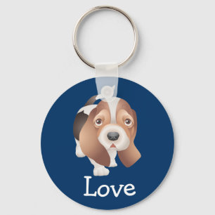Llavero Llaveiro de perro cachorro Basset Hound azul amor