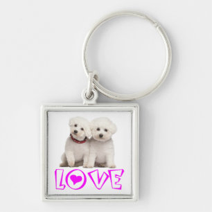 Llavero Llaveiro de perro cachorro Bichon Frise blanco amo