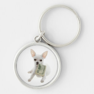 Llavero Llaveiro de perro cachorro Chihuahua blanco