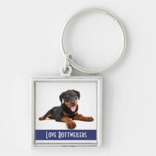 Llavero Llaveiro de perro cachorro Rottweiler en blanco