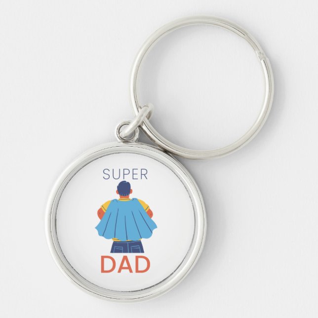 Llavero Llaveiro Redondo Capa Superhéroe Super Papá (Frente)
