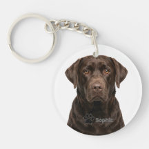 Llaveras de perro con retrato de Labrador de choco