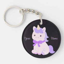 Llavero Llaverero negro personalizado de unicornio morado 