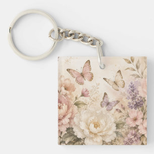Llavero Llaverito Acrílico de Mariposa Floral Personalizad