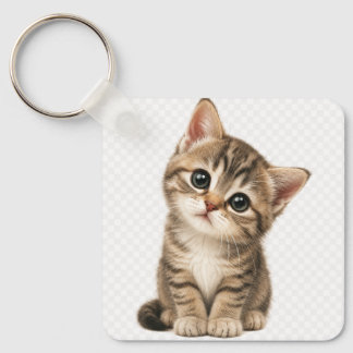 Llavero Llaverito cuadrado de aluminio con adorable gatito