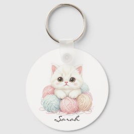 Llavero Llaverito de gatito de tejer personalizado
