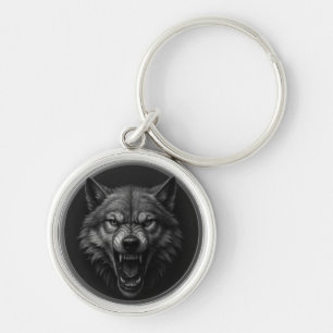 Llavero Llaverito de medallón de plata con cabeza de lobo 