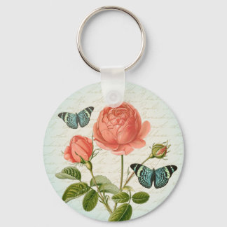 Llavero Llaverito elegante de mariposa floral rosa vintage