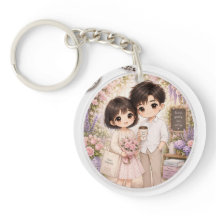 Llaverito Floral de Pareja Chibi Bloom Gently
