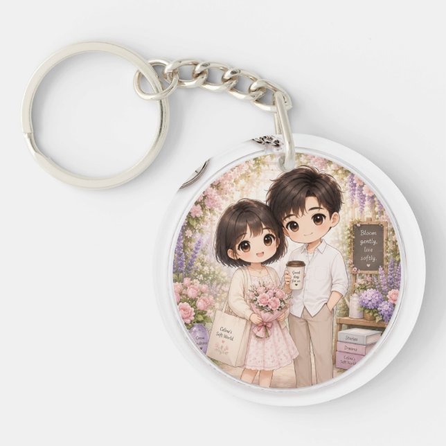 Llavero Llaverito Floral de Pareja Chibi Bloom Gently (Frente)
