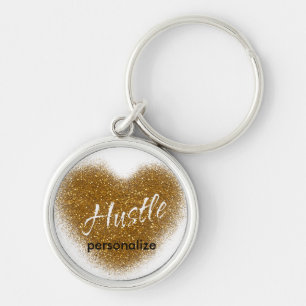 Llavero Llaverito Inspirador de Corazón HUSTLE con Brillo 